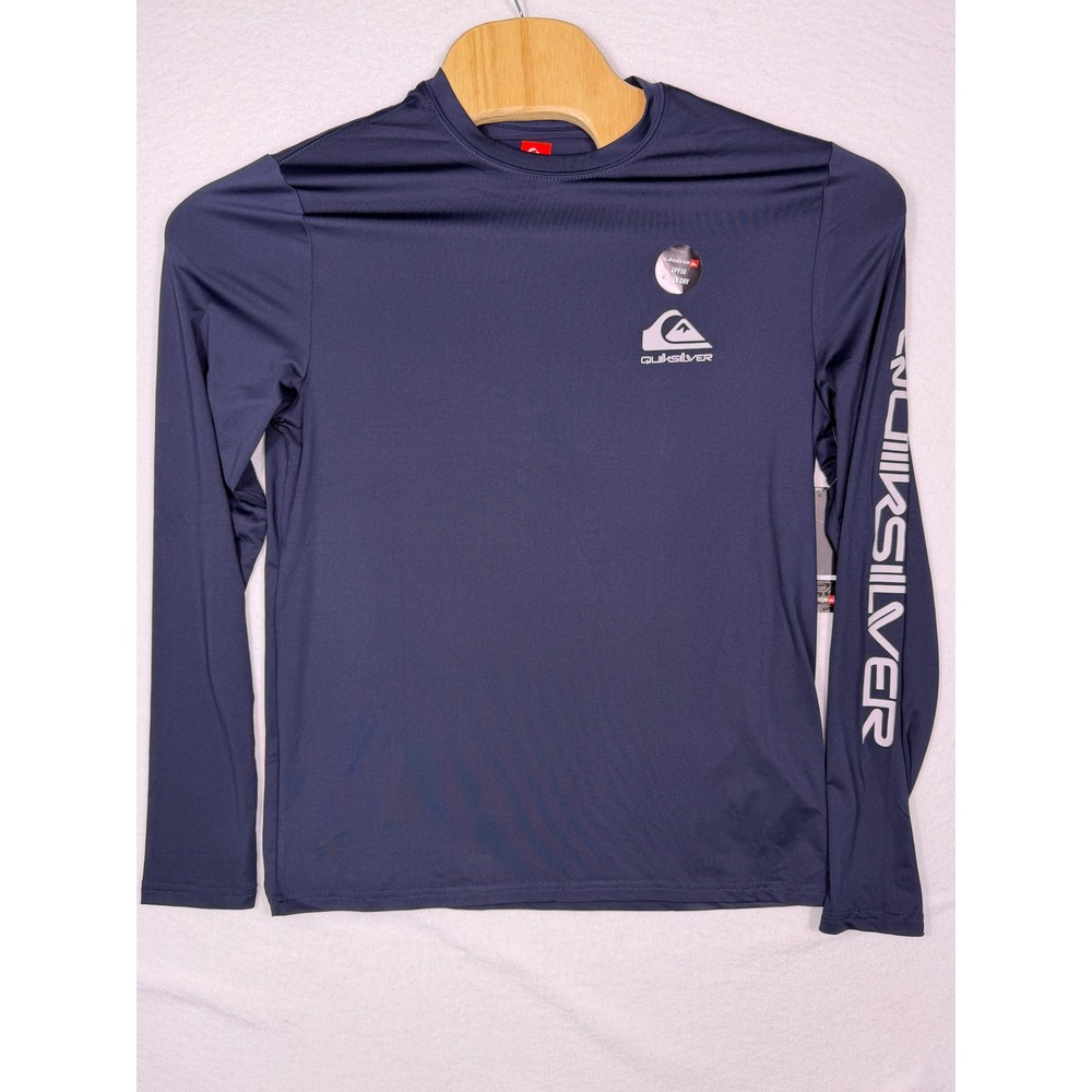 Quiksilver Rash Guard Mens Medium Navy Blue UPF 50 Long Sleeve Surf NWT